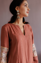 Dusty Rose Pink Pashmina Anarkali Suit Set