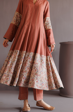 Dusty Rose Pink Pashmina Anarkali Suit Set