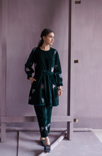 Bottle Green Silk Velvet Co-ord Set
