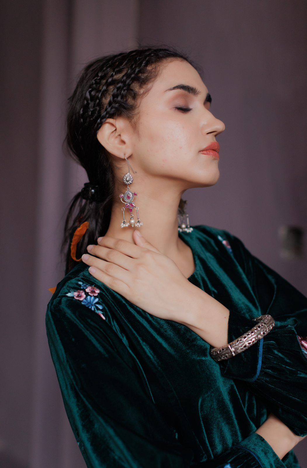 Bottle Green Silk Velvet Co-ord Set