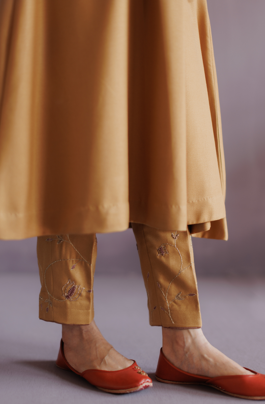 Mustard  Yellow Pashmina A line Suit Set.