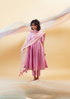 Lavender Silk Chanderi Kalidaar Suit Set with Silk Organza Dupatta