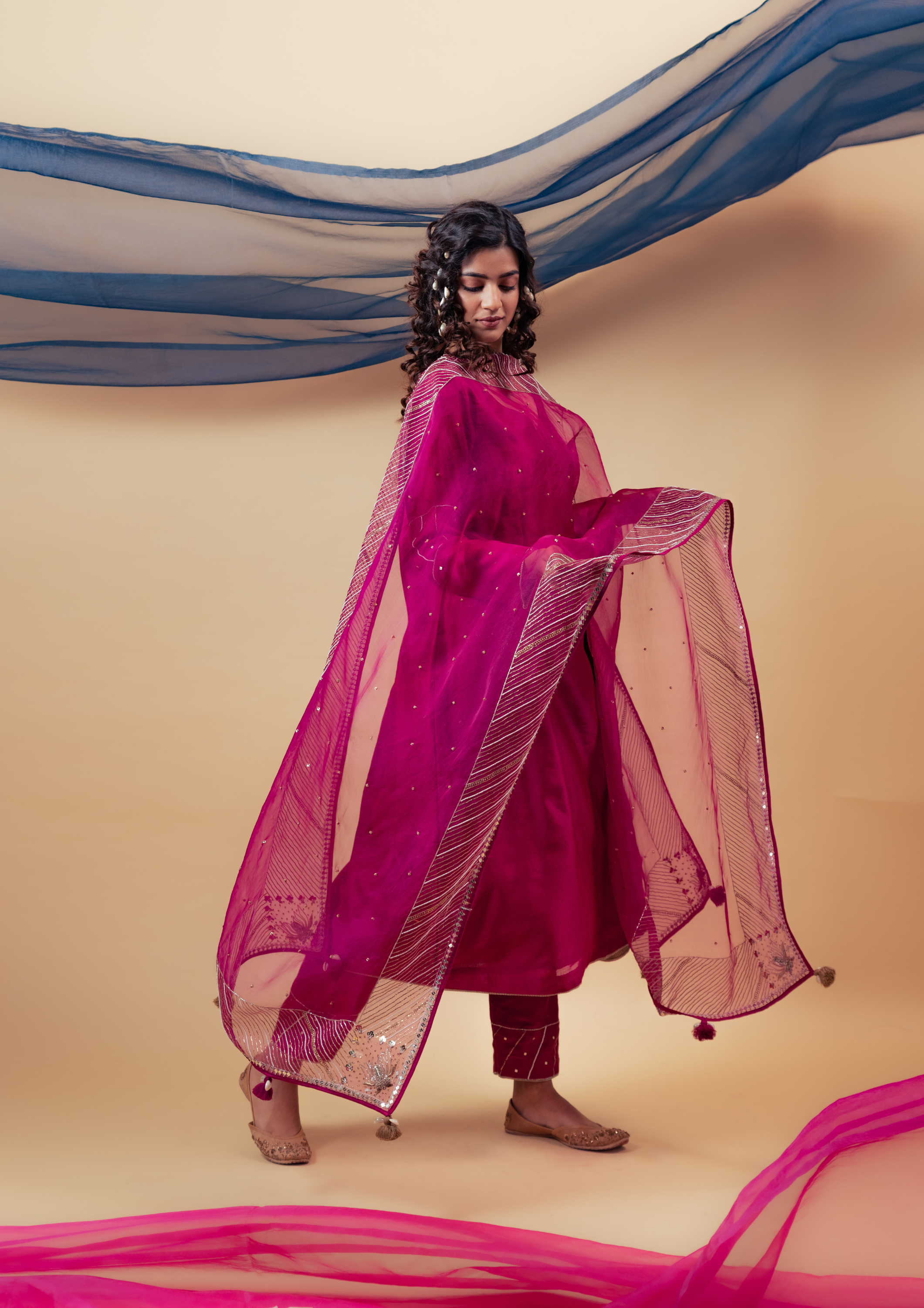 Burgundy Silk Hand Embroidered Suit Set