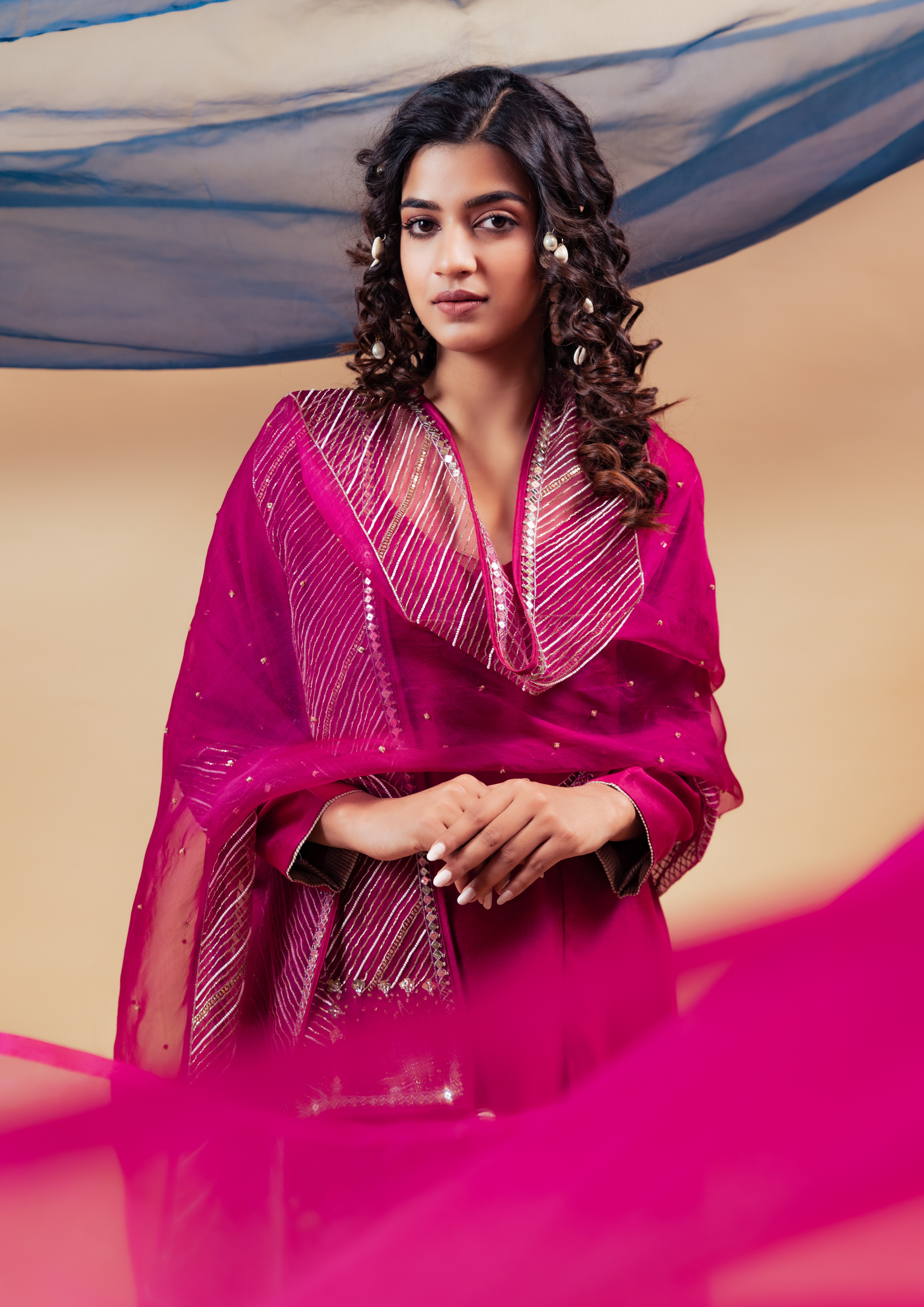 Burgundy Silk Hand Embroidered Suit Set
