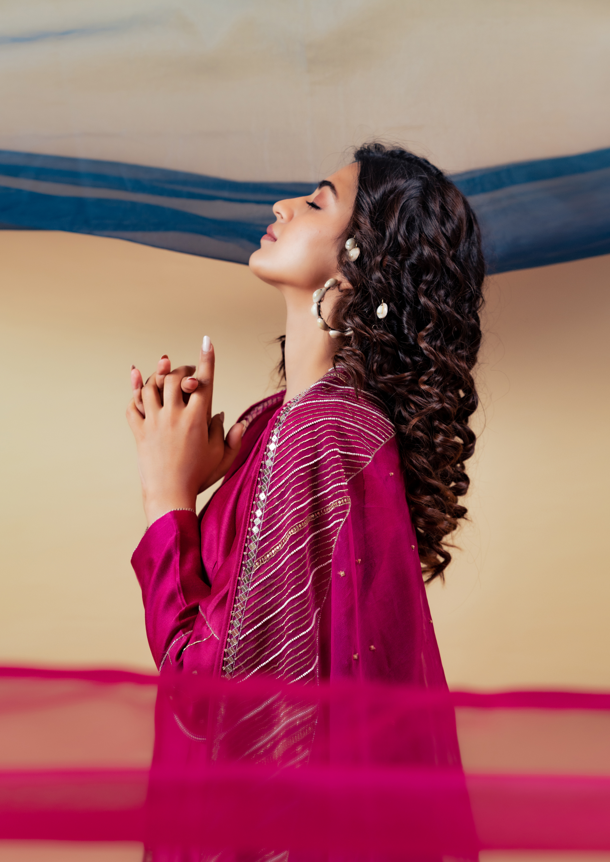 Burgundy Silk Hand Embroidered Suit Set