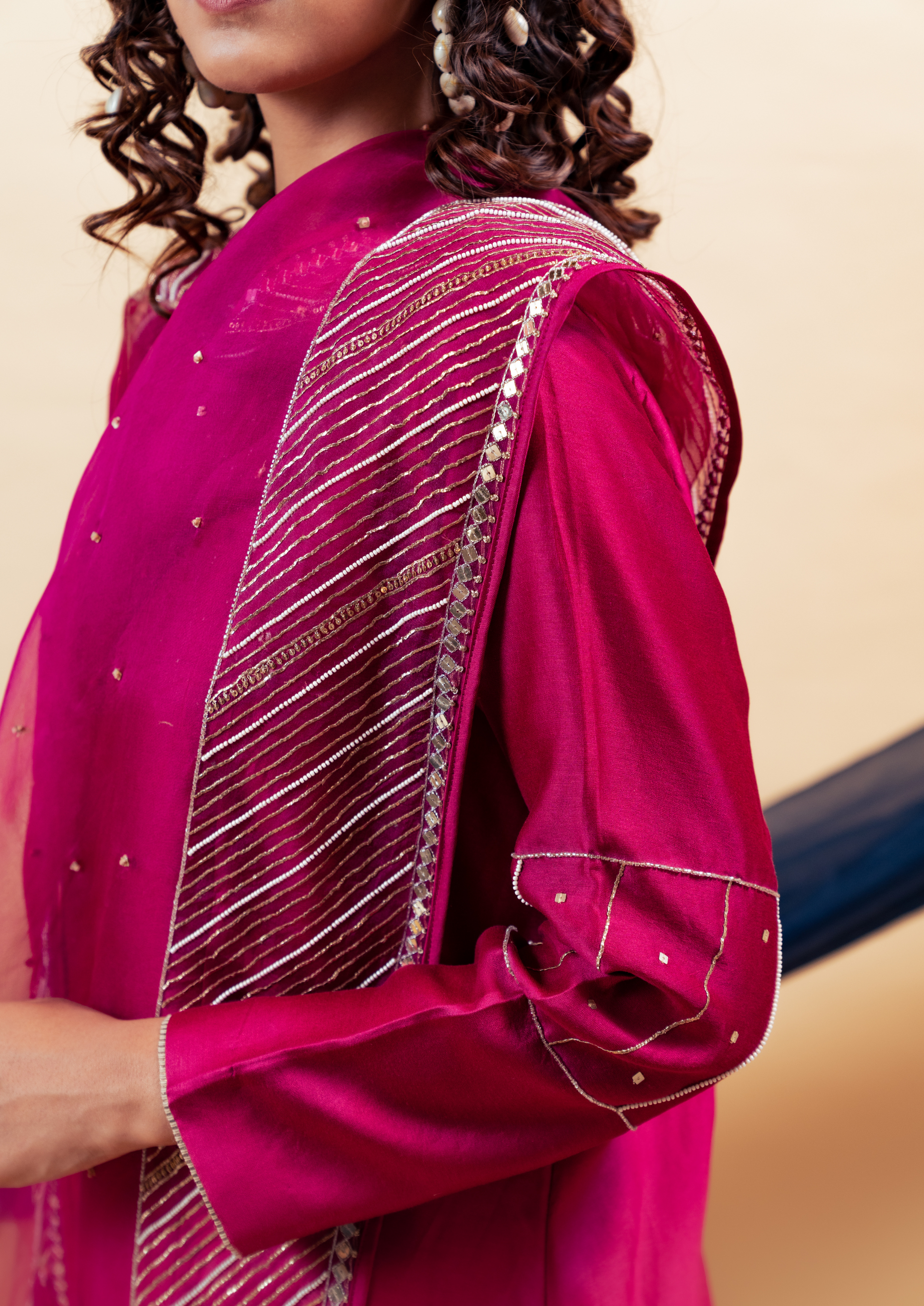 Burgundy Silk Hand Embroidered Suit Set