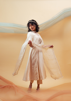 Ivory Silk Chanderi Hand Embroidered Suit Set