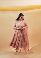 Dusty Pink Pure Georgette Hand Embroidered Anarkali Suit Set