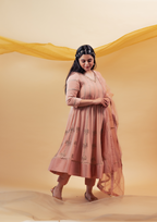 Dusty Pink Pure Georgette Hand Embroidered Anarkali Suit Set