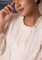 Pearl White Mul Chanderi Petal Embroidered Coord Set