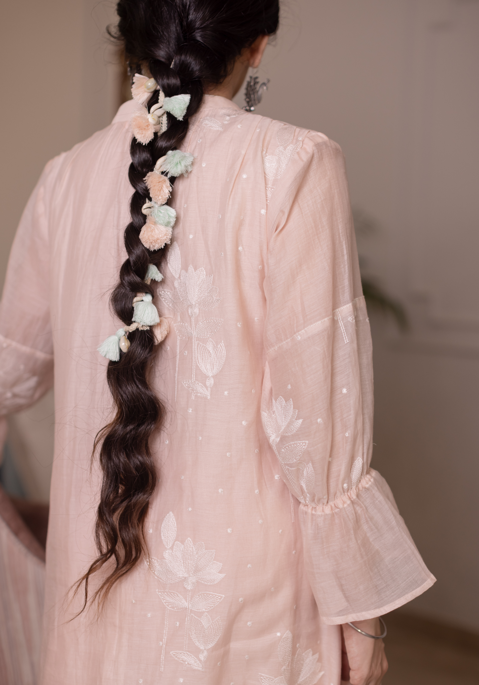 Blush Pink Coord Set with Ruffled Bell Sleeves
