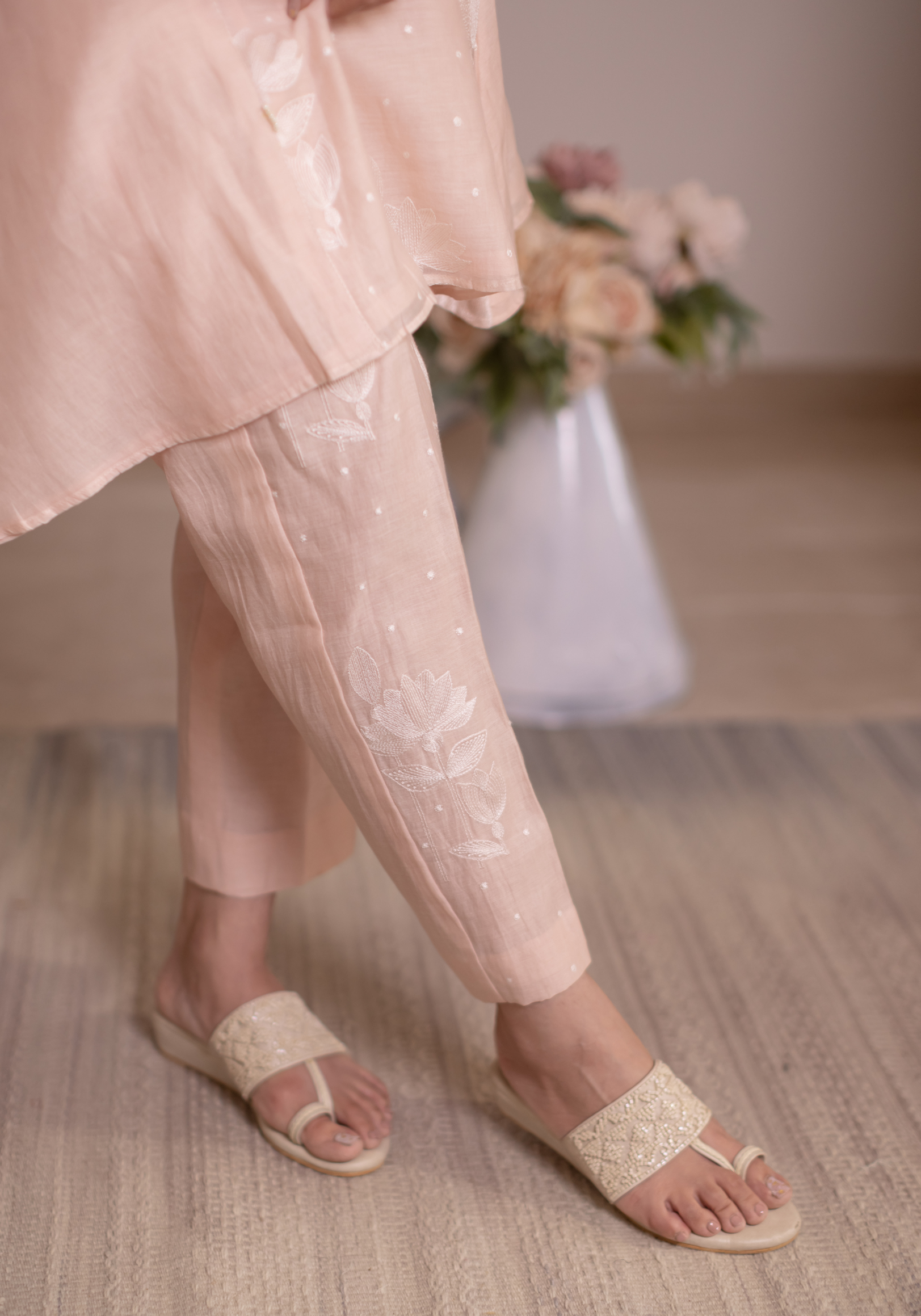 Blush Pink Coord Set with Ruffled Bell Sleeves