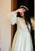 Dew Drops Green Mul Chanderi Dress